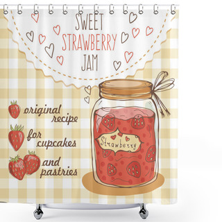 Personality  Cute Jars Of Strawberries Jam Shower Curtains
