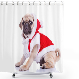 Personality  Pug Puppy Wearing A Santa Claus Costume Shower Curtains