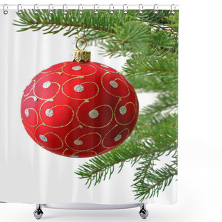 Personality  Red Christmas Ball Shower Curtains