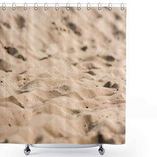 Personality  Selective Focus Of Wavy And Golden Sand In Desert  Shower Curtains