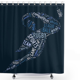 Personality  Rugby Football Pictogram With Blue Wordings Shower Curtains