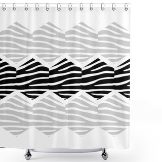 Personality  Trendy Seamless Pattern Designs. Hexagons With Zebra Stripes. Vector Geometric Background. Can Be Used For Wallpaper, Textile, Invitation Card, Wrapping, Web Page Background. Shower Curtains