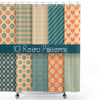 Personality  Retro Abstract Vector Seamless Patterns Shower Curtains
