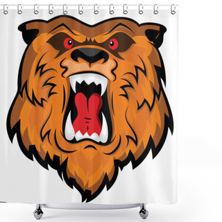 Personality  Aggressive And Angry Bear Head Mascot Shower Curtains