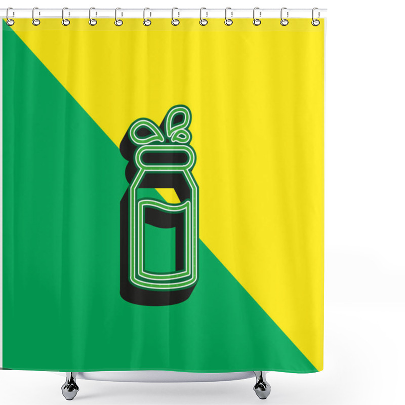 Personality  Bottle Of Milk With Droplets Green and yellow modern 3d vector icon logo shower curtains