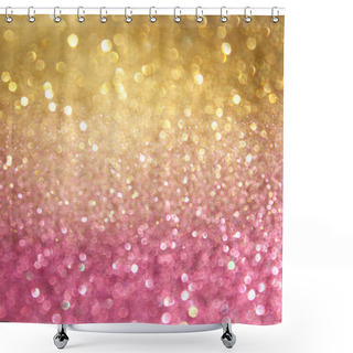 Personality  Golden And Pink Abstract Bokeh Lights. Defocused Background Shower Curtains