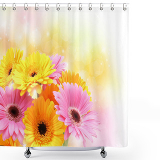 Personality  Gerbera Daisies On Pastel Sparkly Background Shower Curtains