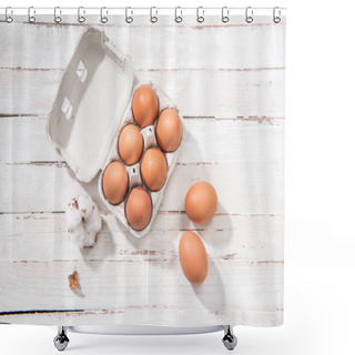 Personality  Chicken Eggs In Box Shower Curtains