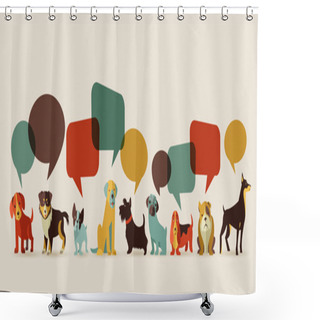 Personality  Dogs Speaking - Icons And Illustrations Shower Curtains