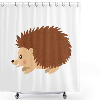 Personality  Hedgehog In Flat Cartoon Style. Shower Curtains