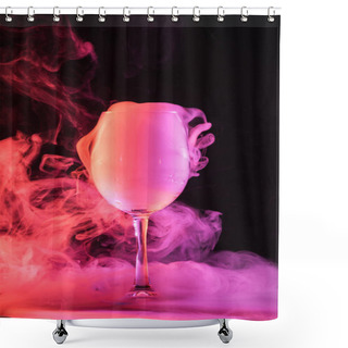 Personality  Wine Glass Full Of Pink Smoke On Dark Background Shower Curtains