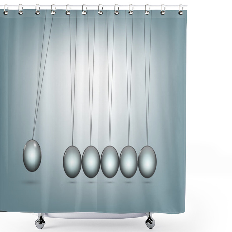 Personality  Balancing Balls Newton's Cradle On A White Background. Shower Curtains