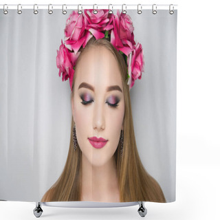 Personality  Woman Flower Tiara Shower Curtains