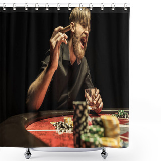 Personality  Man Playing Poker Shower Curtains