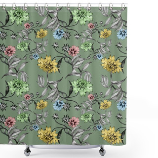 Personality  Hand Drawn Summer Flowers Shower Curtains