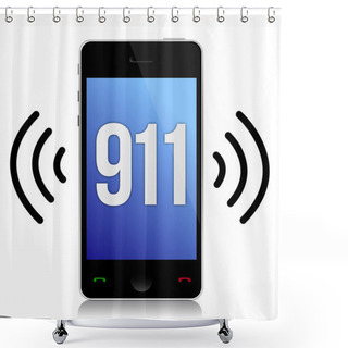 Personality  Emergency Number 911 Call Illustration Design Over White Shower Curtains