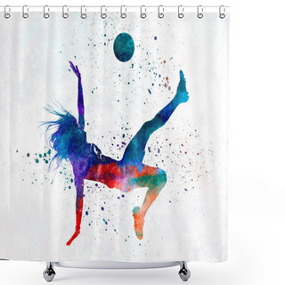 Personality  Woman Soccer Player 08 In Watercolor Shower Curtains