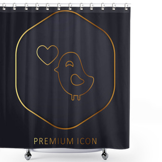 Personality  Bird In Love Golden Line Premium Logo Or Icon Shower Curtains