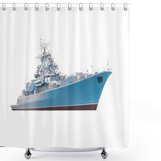 Personality  Military Navy Ship Isolated On White Background Shower Curtains