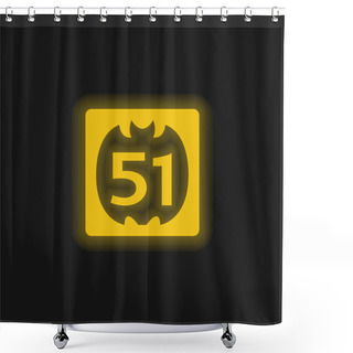 Personality  51 On Social Logo Yellow Glowing Neon Icon Shower Curtains