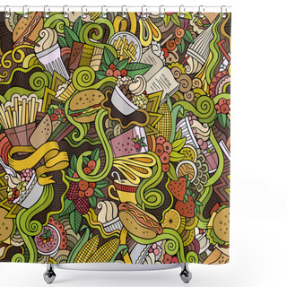 Personality  Cartoon Hand-drawn Doodles On The Subject Of Fast Food Seamless Pattern Shower Curtains