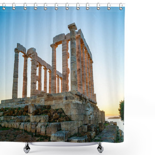 Personality  Ancient Columns Of Parthenon Against Blue Sky  Shower Curtains
