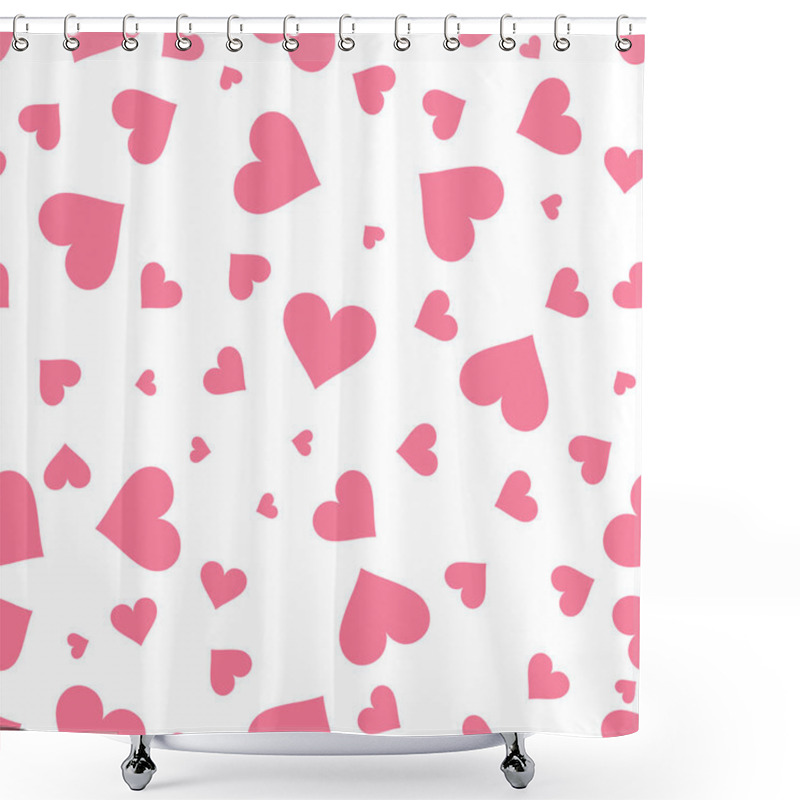 Personality  Hearts. Heart seamless pattern. Pink heart. Packaging design for gift wrap. Abstract geometric modern background. Vector illustration. Art deco style shower curtains