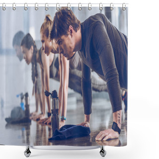Personality  Sporty People Exercising In Gym   Shower Curtains