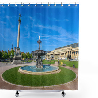 Personality  Schlossplatz (Castle Square) With Fountains In Stuttgart City, Germany Shower Curtains