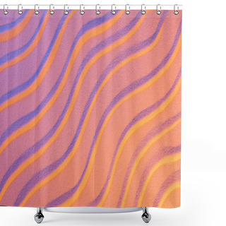 Personality  Top View Of Textured Sand With Smooth Waves And Neon Pink Color Filter Shower Curtains