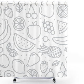 Personality  Fruits Seamless Vector Pattern Grey Shower Curtains