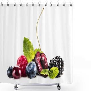 Personality  Assorted Berries And Mint Leaves Shower Curtains