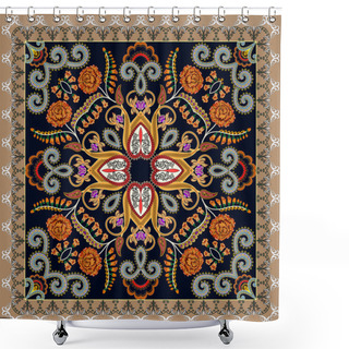 Personality  Bandanna With A Bright Pattern, Decorated With Orange Roses, Fox Shower Curtains