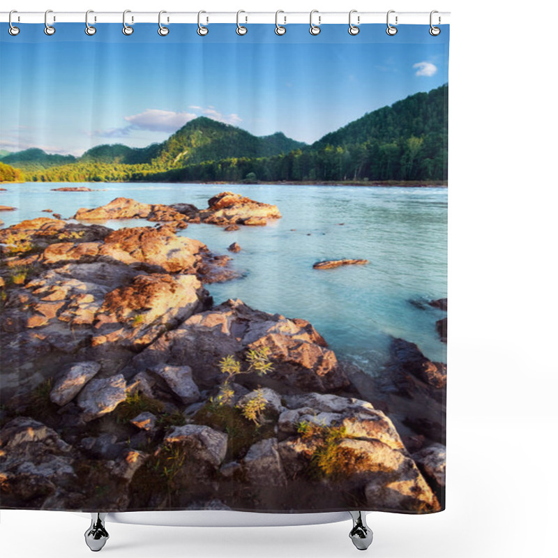 Personality  Beautiful Mountain Landscape With River Shower Curtains