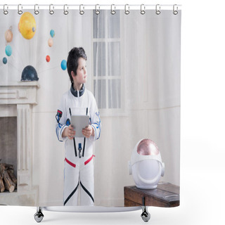 Personality  Boy In Astronaut Costume Shower Curtains