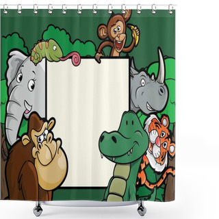 Personality  Cute Funny Animal And Forest Scenery Shower Curtains