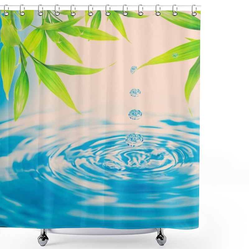 Personality  Water Drops Folling From A Bamboo Leaf Shower Curtains