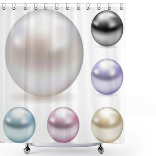 Personality  Vector Collection Of Color Pearls Shower Curtains
