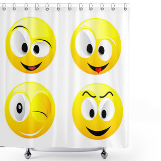 Personality  Smiling Vector Balls Shower Curtains