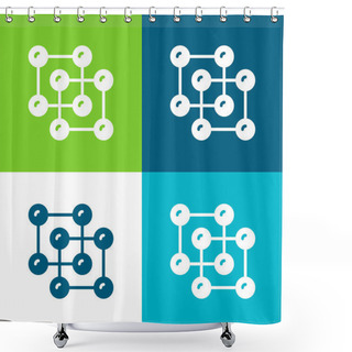 Personality  Atoms Flat Four Color Minimal Icon Set Shower Curtains
