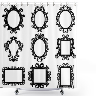 Personality  Vector Set Of Baroque Frame Silhouettes Shower Curtains