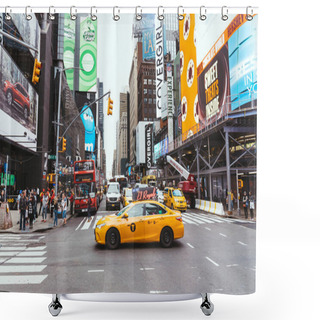 Personality  TIMES SQUARE, NEW YORK, USA - OCTOBER 8, 2018: Urban Scene With Crowded Times Square In New York, Usa Shower Curtains