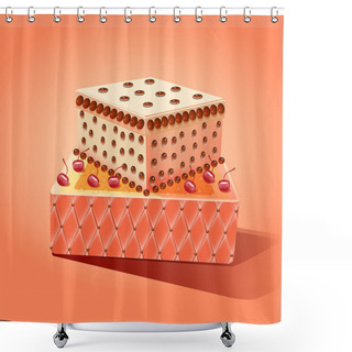 Personality  Birthday Cake Vector Illustration  Shower Curtains