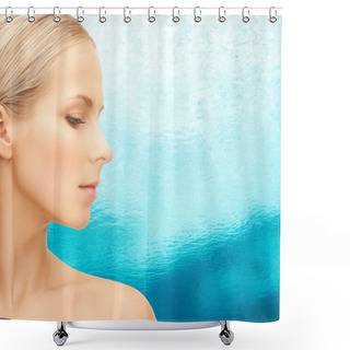 Personality  Beautiful Young Woman Face Shower Curtains