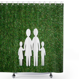 Personality  Paper Cut Of Family On Grass Shower Curtains