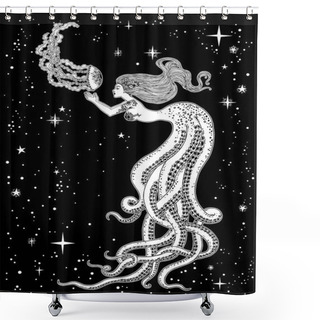 Personality  Beautiful Mermaid With Jellyfish In Her Hands Shower Curtains