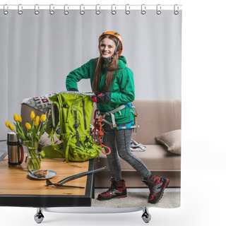 Personality  Beautiful Climber Packing Backpack For Travelling At Home Shower Curtains