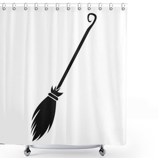 Personality  Witches Broom Black Simple Icon Shower Curtains