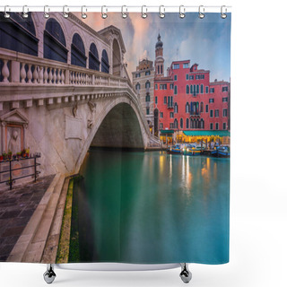 Personality  Venice. Cityscape Image Of Venice With Famous Rialto Bridge And Grand Canal. Shower Curtains