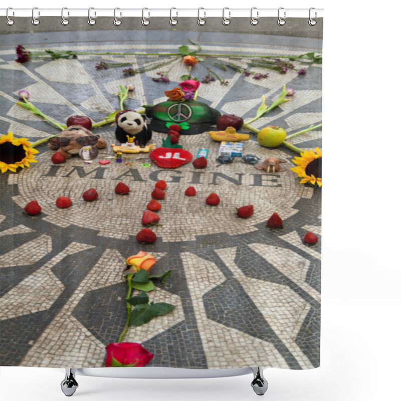 Personality  Strawberry fields in Central Park, New York, USA shower curtains
